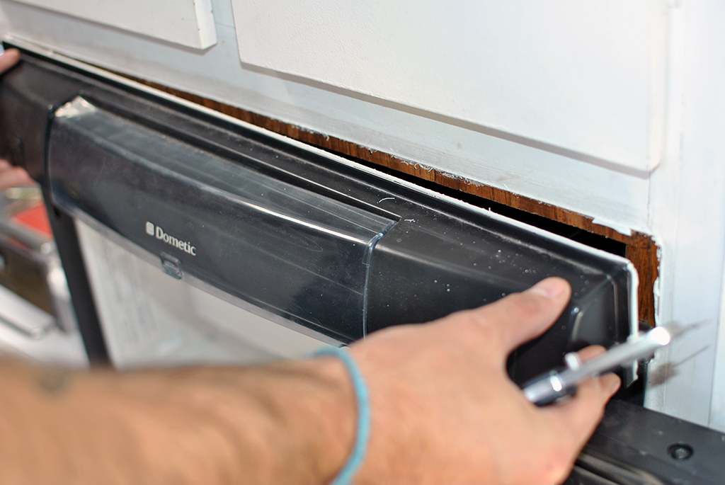 Generic Van Life-RV Fridge Troubleshooting-Remove Eyebrow Panel