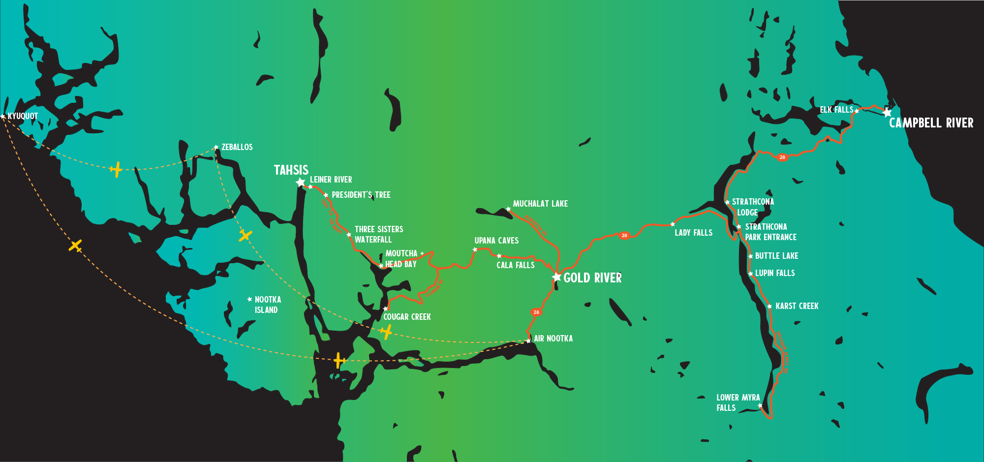Generic Van Life - The Ultimate Vancouver Island Road Trip - Campbell River to Tahsis Map